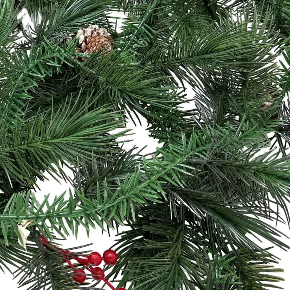 1960s Plastic Christmas GARLAND With Pine Cones & Red Berries Made in Hong Kong